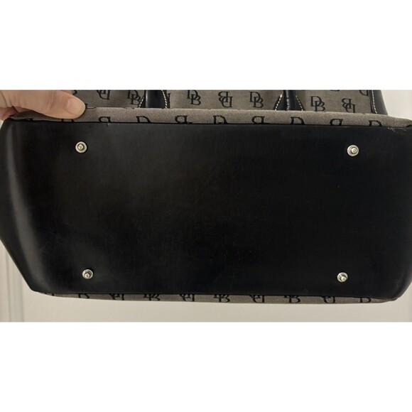 Dooney & Bourke Purse Canvas Medium Handbag Black Logo Canvas Print Tote - Picture 13 of 16